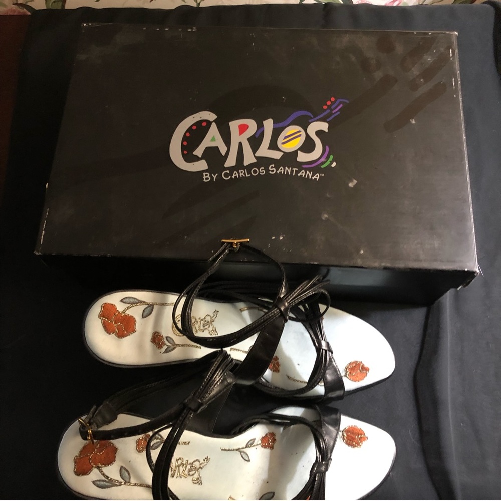 Carlos by Carlos Santana Black and Brown Floral Heels - Picture 7 of 8